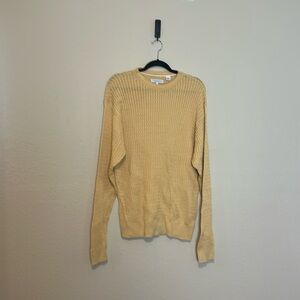Alex Cannon Yellow Cable Knit Cotton‎ Sweater Size Large